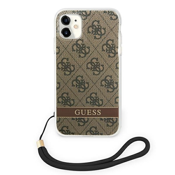 Guess GUOHCN61H4STW iPhone 11brązowy/brown hardcase 4G Print Strap