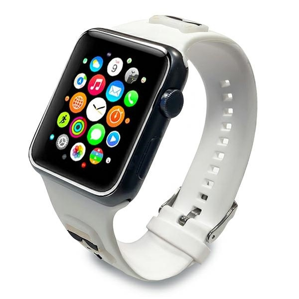 KARL LAGERFELD PASEK KLAWMSLCKW APPLE WATCH 38/40/41MM BIAŁY/WHITE STRAP SILICONE KARL & CHOUPETTE HEADS