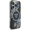 Etui Guess Glitter Flowers Triangle      Buttons MagSafe do iPhone 16 Pro czarny
