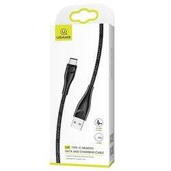 USAMS Kabel pleciony U41 USB-C 1m 2A czarny/black SJ392USB01 (US-SJ392) Fast Charge