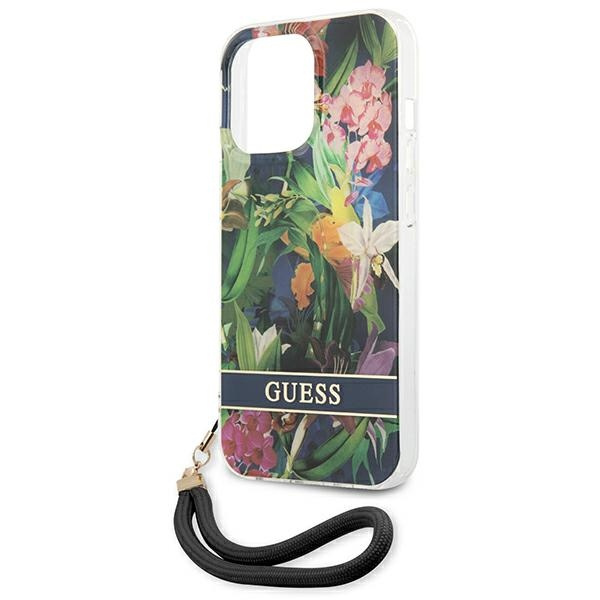 Guess GUHCP13XHFLSB iPhone 13 Pro Max6,7" niebieski/blue hardcase Flower Strap