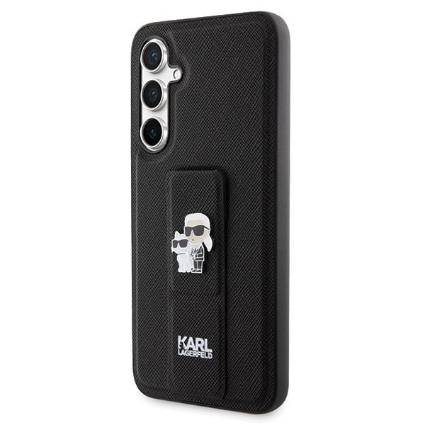 Karl Lagerfeld Gripstand Saffiano Karl&Choupette Pins case for Samsung Galaxy S23 FE - black