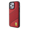 Etui Ferrari Perforated Waves Metal Logo na iPhone 15 Pro - czerwone