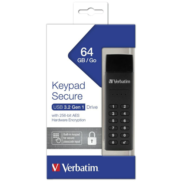 Dysk zewnętrzny Verbatim Keypad Secure   USB 3.2 Gen 1 64GB czarny 49428