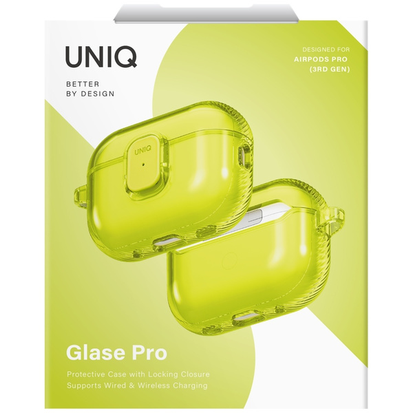 Etui UNIQ Glase Pro do AirPods Pro 3     Lock Case żółty