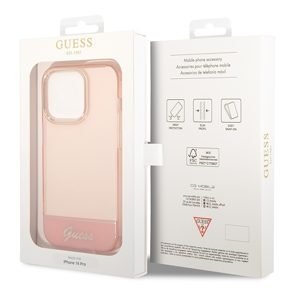 Guess GUHCP14LHGCOP iPhone 14 Pro6,1" różowy/pink hardcase Translucent