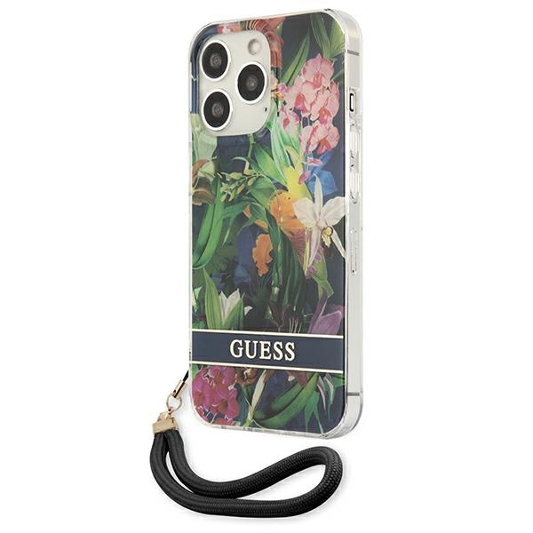 Guess GUHCP13XHFLSB iPhone 13 Pro Max6,7" niebieski/blue hardcase Flower Strap