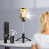 Selfie stick WR1YXS telescopic tripod 0.71m with round lamp - black