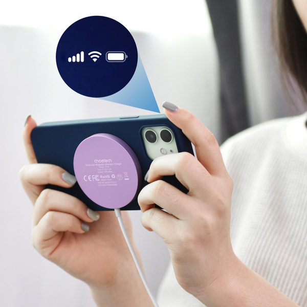 Choetech bezprzewodowa ładowarka magnetyczna 15W MagSafe do iPhone 12/13/14 różowa (T518-F-PK)