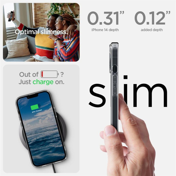 Etui Spigen Ultra Hybrid Mag z MagSafe na iPhone 14 Plus - przezroczysto-szare