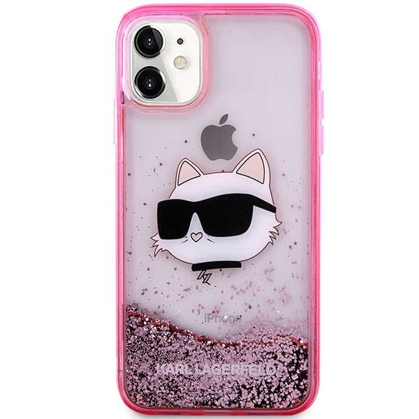 KARL LAGERFELD KLHCN61LNCHCP IPHONE 11/ XR PINK/ PINK HARDCASE GLITTER CHAPETTE HEAD