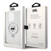 Etui Karl Lagerfeld Ring Stand Choupette Head MagSafe do iPhone 15 Pro Max - białe