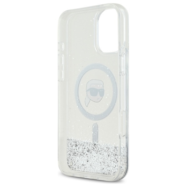 Karl Lagerfeld KLHMP16MLGKISGH iPhone 16  Plus 6.7" hardcase transparent Liquid Glitter Karl Head Magsafe