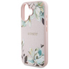 Etui Guess Grained Printed Flower        Pattern MagSafe do iPhone 16 różowy