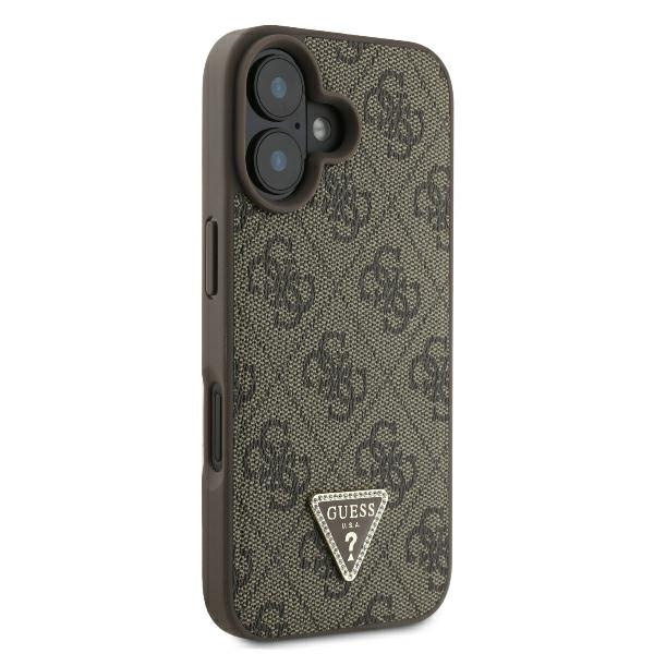 Guess GUHCP16SP4TDPW iPhone 16 6.1" brązowy/brown hardcase Leather 4G Triangle Strass
