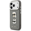 Etui Karl Lagerfeld FW Grained Karl &    Choupette Heads Pins & Logo do iPhone 17 Pro szary