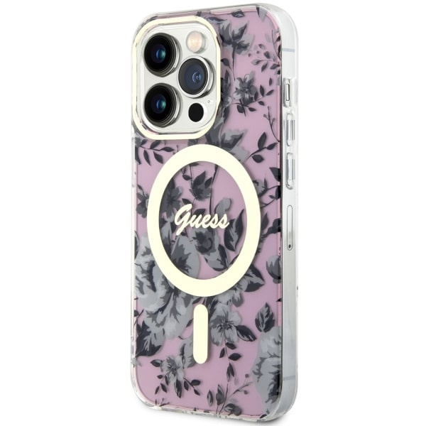 Guess GUHMP14XHCFWSP iPhone 14 Pro Max6.7" różowy/pink hardcase Flower MagSafe