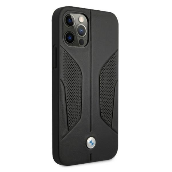 Etui BMW Leather Perforate Sides na iPhone 12 Pro Max - czarne