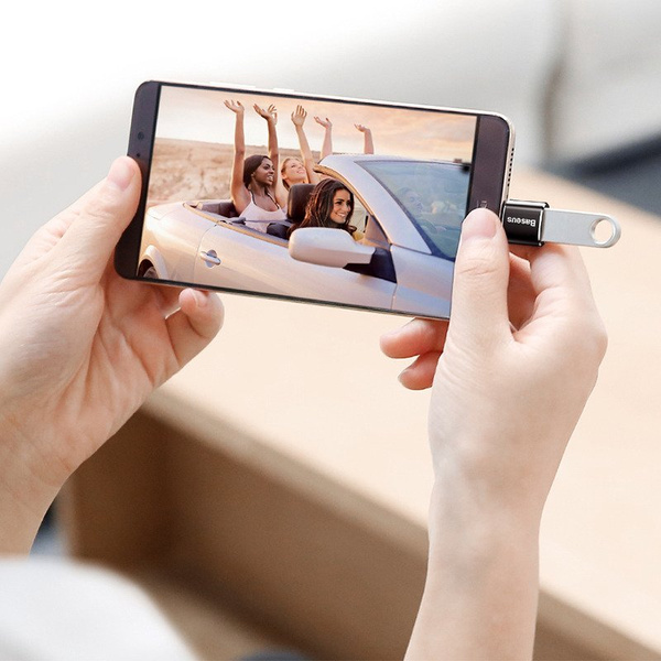 Adapter Baseus USB do USB Type-C 2,4A (czarny)