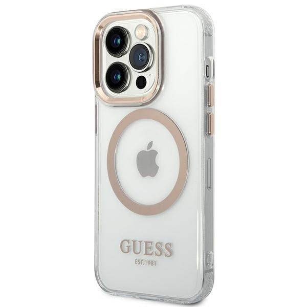 Guess GUHMP14XHTRMD iPhone 14 Pro Max6,7" złoty/gold hard case Metal Outline Magsafe