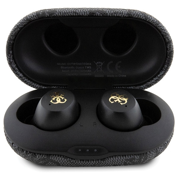 Guess słuchawki Bluetooth GUTWSP4EGKTWS + stacja dokująca ENC czarny/black 4G Metal