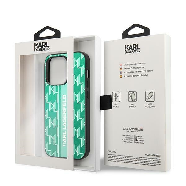 Etui Karl Lagerfeld Monogram Stripe na iPhone 14 Pro - zielone