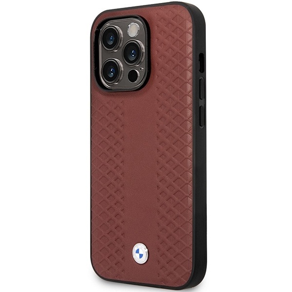 Case BMW BMHCP14X22RFGR iPhone 14 Pro Max 6.7" Burgundy/burgundy Leather Diamond Pattern