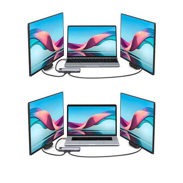 Baseus Metal Gleam wielofunkcyjny HUB USB Typ C 12w1 HDMI / DP / USB Typ C / minijack 3.5mm / RJ45 / SD (WKWG020213)