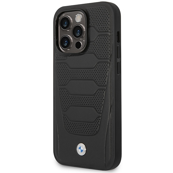 Etui BMW Leather Seats Pattern na iPhone 14 Pro Max - czarne
