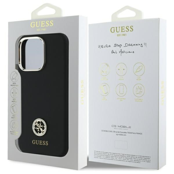 Guess GUHCP16LM4DGPK iPhone 16 Pro 6.3"  czarny/black hardcase Silicone Logo Strass 4G