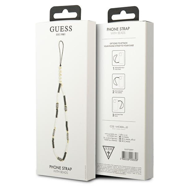 Guess zawieszka GUSTBCKH Phone Strapczarno-biały/black-white Heishi Beads