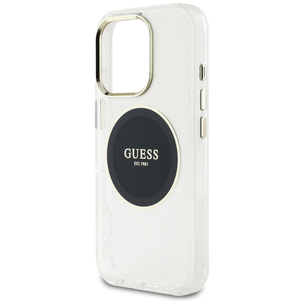 Etui Guess IML Metal Colored Circle      Classic Logo MagSafe do iPhone 16 Pro czarny