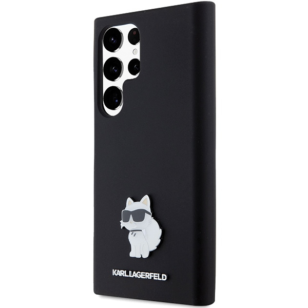 KARL LAGERFELD KLHCS23LSMHCNPK S23 ULTRA S918 CZARNY/BLACK HARDCASE SILICONE CHOUPETTE METAL PIN