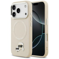 Etui Karl Lagerfeld Karl & Choupette Pins MagSafe do iPhone 17 Pro beżowy