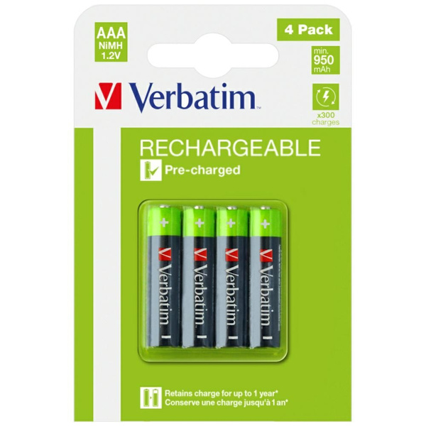 Verbatim Akumulator NiMH AAA 950mAh      Premium HR03 4szt czarny/black 49514