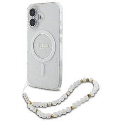 Guess GUHMP16MHGCRELST iPhone 16 Plus6.7" przeźroczysty/transparent hardcase IML Glitter With Pearl Strap MagSafe