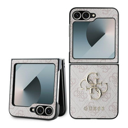 Guess GUHCZF64GMGPI Z Flip6 F741różowy/pink Leather 4G Metal Logo
