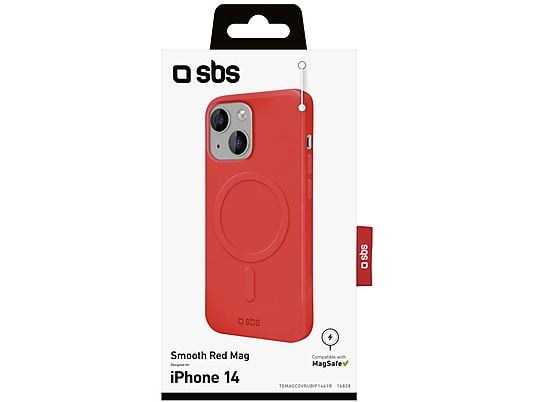 SBS Smooth Red Mag MagSafe compatible soft case, iPhone 14/13