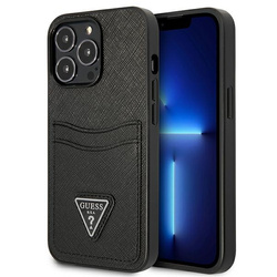 Guess GUHCP13LPSATPK iPhone 13 Pro / 136,1" czarny/black hardcase SaffianoTriangle Logo Cardslot