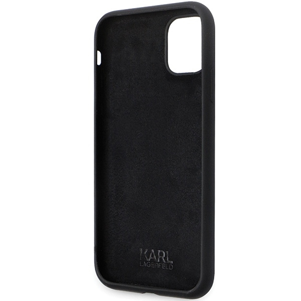 Etui Karl Lagerfeld Silicone Choupette Metal Pin na iPhone 11 / Xr - czarne