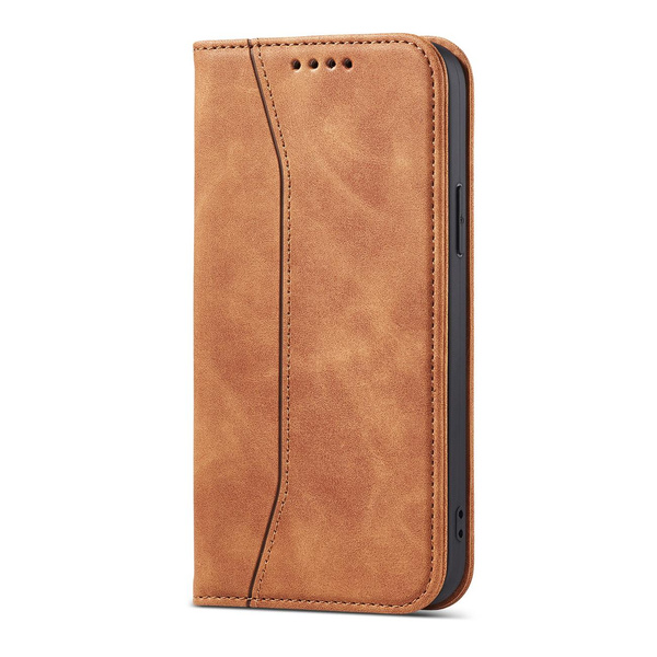 MAGNET FANCY CASE CASE FOR IPHONE 13 PRO COVER CARD WALLET CARD STAND BROWN