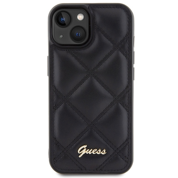 Guess GUHCP15SPSQSQSK iPhone 15 / 14 / 13 6.1" czarny/black hardcase Quilted Metal Logo