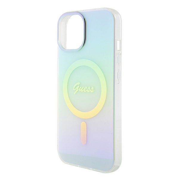 Guess GUHMP15SHITSQ iPhone 15 / 14 / 13 6.1" turkusowy/turquoise hardcase IML Iridescent MagSafe