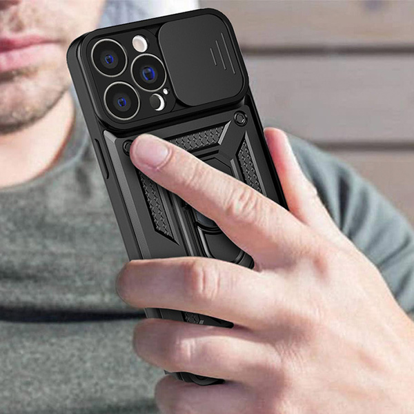 Hybrid Armor Camshield etui iPhone 14 pancerny pokrowiec z osłoną na aparat niebieskie