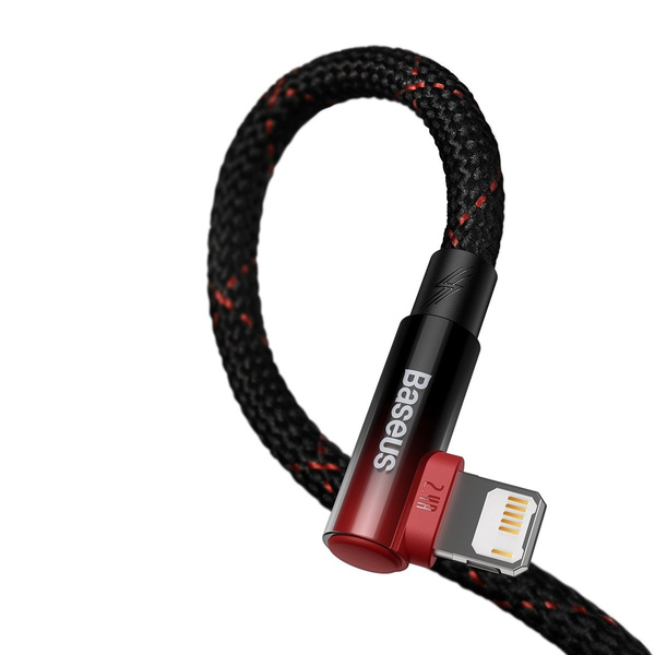 Baseus MVP 2 Elbow kątowy kabel przewód z bocznym wtykiem USB / Lightning 1m 2.4A czerwony (CAVP000020)