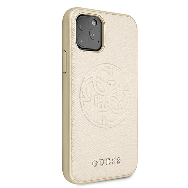 Guess GUHCN65RSSASGO iPhone 11 Pro Max złoty/gold hard case Saffiano 4G Circle Logo