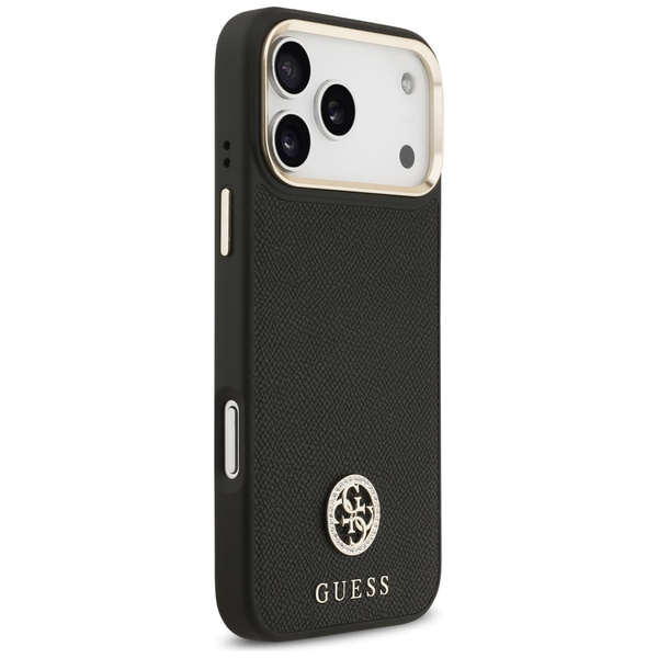 Etui Guess Grained Strass Logo MagSafe   do iPhone 17 Pro Max czarny