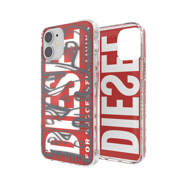DIESEL SNAP CASE CLEAR IPHONE 12 MINI CZERWONY
