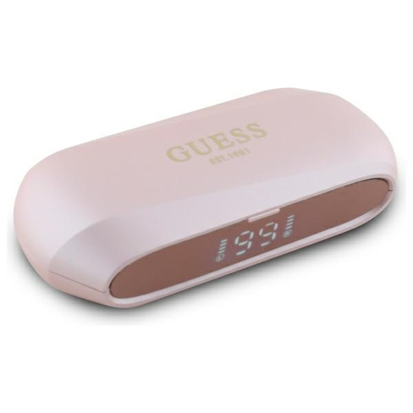 Guess słuchawki Bluetooth GUTWSC2MCDSP   TWS + stacja dokująca różowy/pink Elongated Metalic Printed Logo