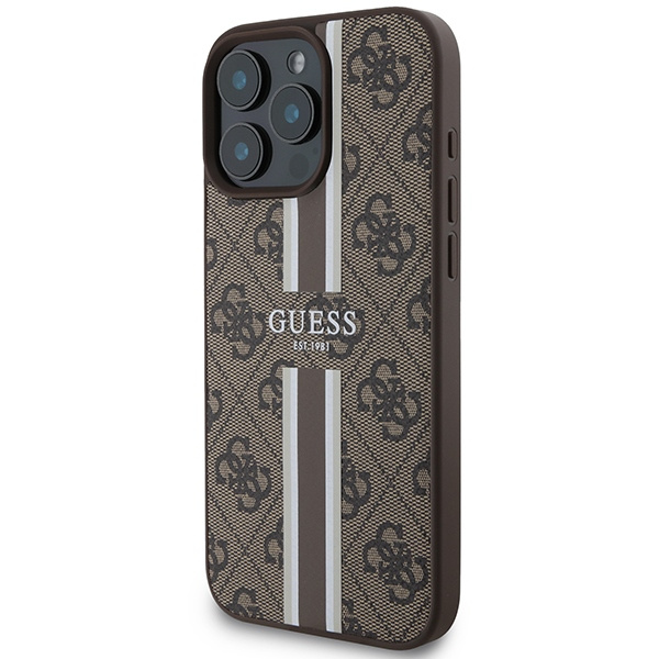 Guess GUHMP16XP4RPSW iPhone 16 Pro Max6.9" brązowy/brown hardcase 4G Printed Stripes MagSafe